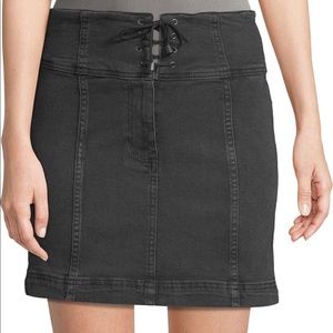 New Free People Modern Femme Lace-up Black Skirt